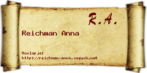 Reichman Anna névjegykártya